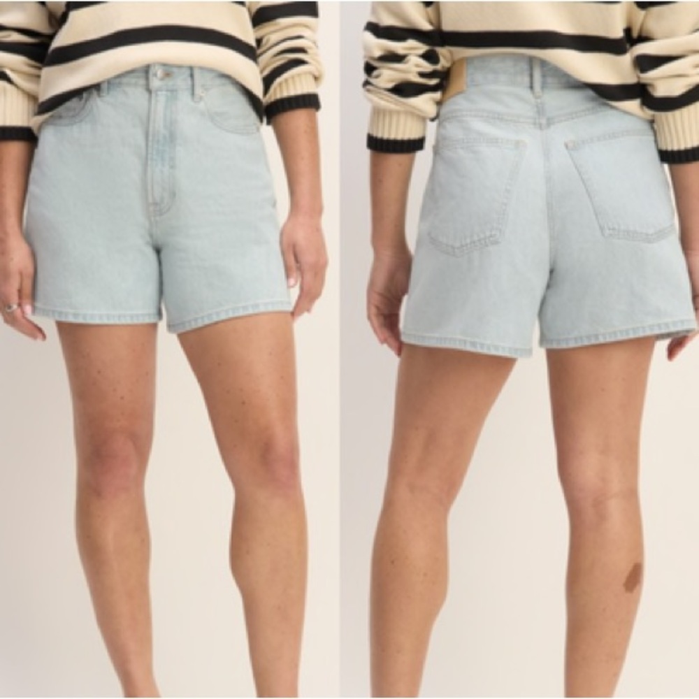 Everlane The A-Line Denim Shorts Organic Cotton (Powder Blue)